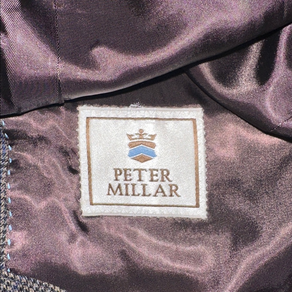 Peter Millar Brown and Blue Pin Stripe Blazer 100% wool 46T Excellent Condition - Picture 8 of 9